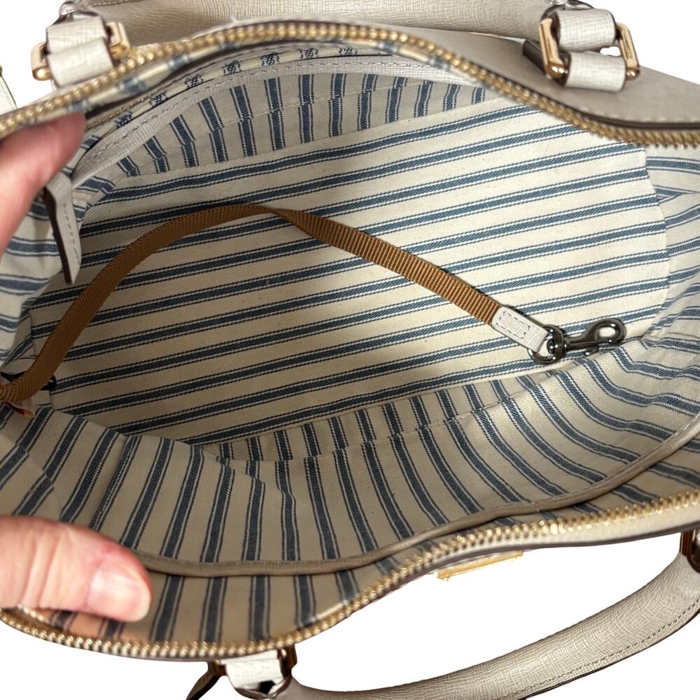 Dooney & Bourke purse light gray/sand saffiano leather 2–way satchel shoulderbag - Picture 11 of 16
